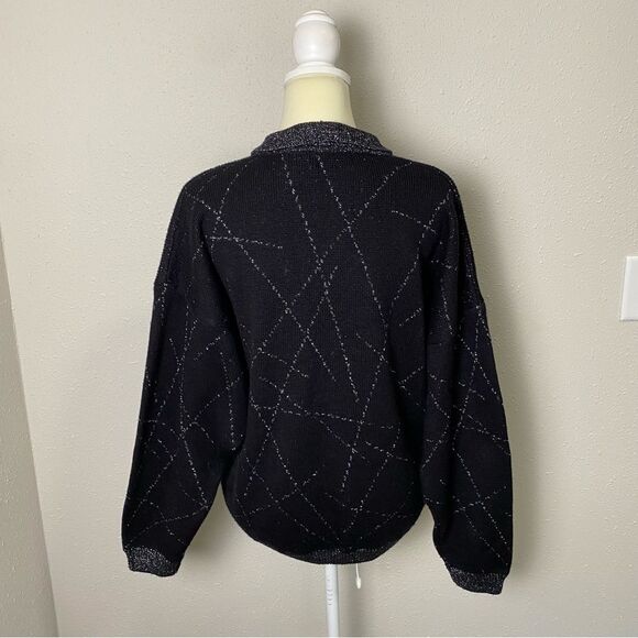 Vintage 80s Renee Tenner for Jeanne Pierre Lambs Wool Metallic Sweater Women' LG - Picture 2 of 13